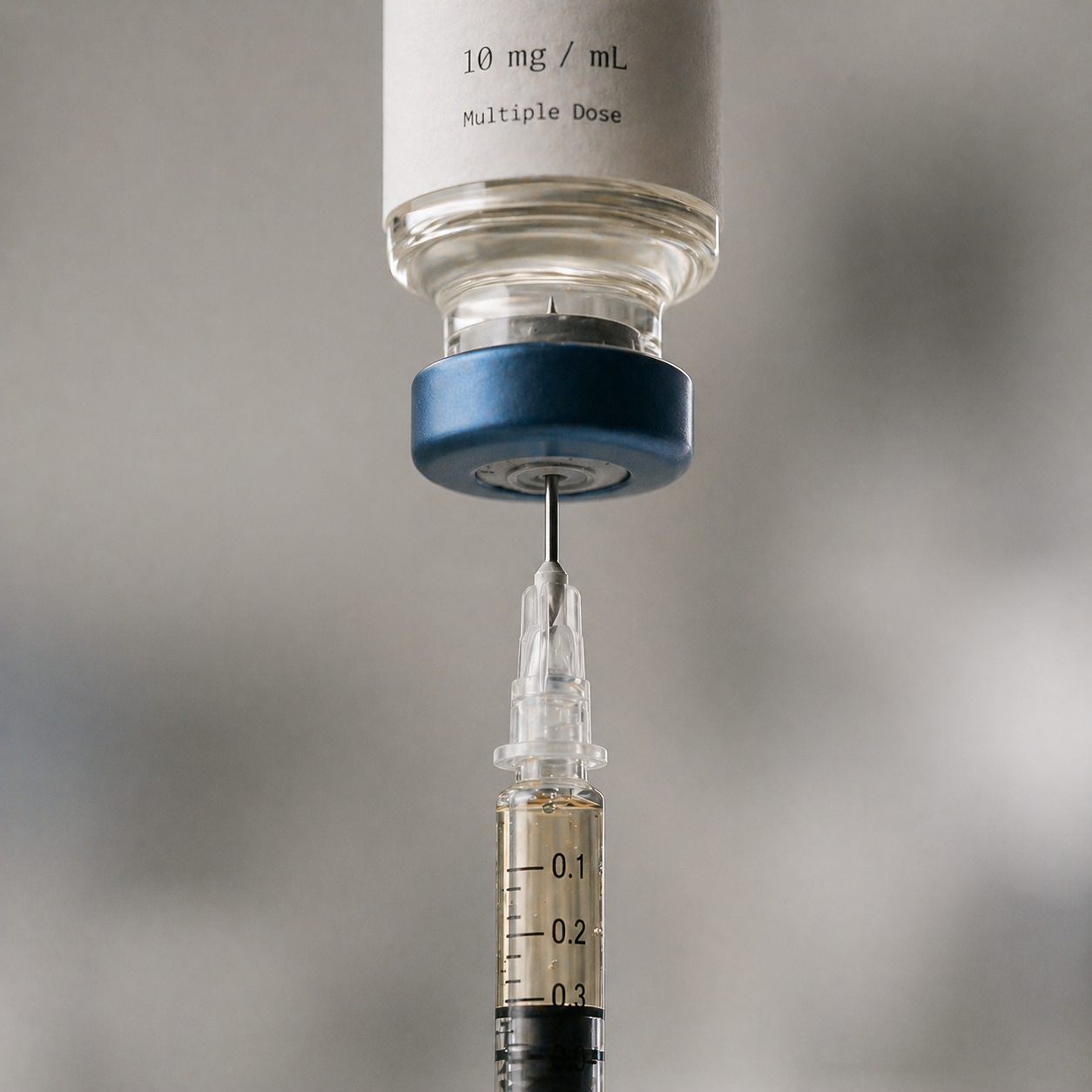 Vial and syringe drawing dose
